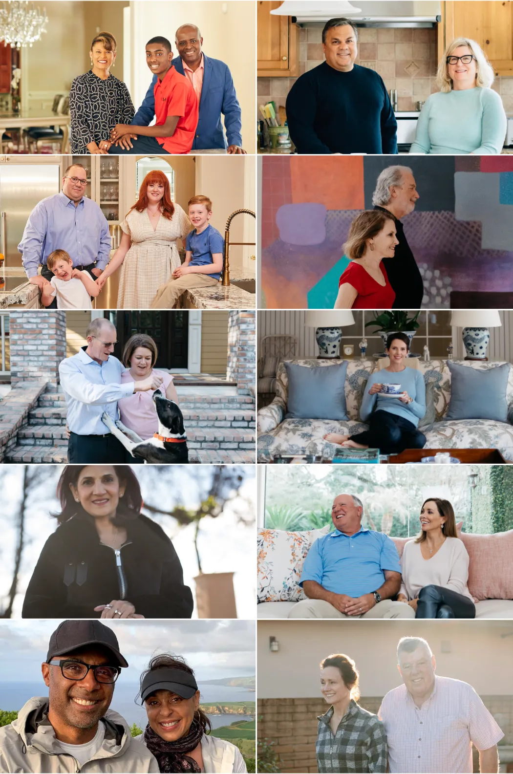 Two by five grid of portraits depicting happy PURE Insurance cutomers