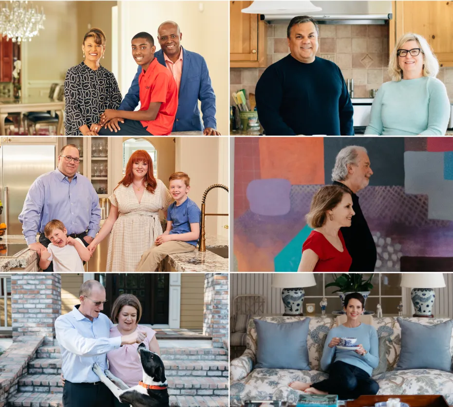 Two by three grid of portraits depicting happy PURE Insurance cutomers